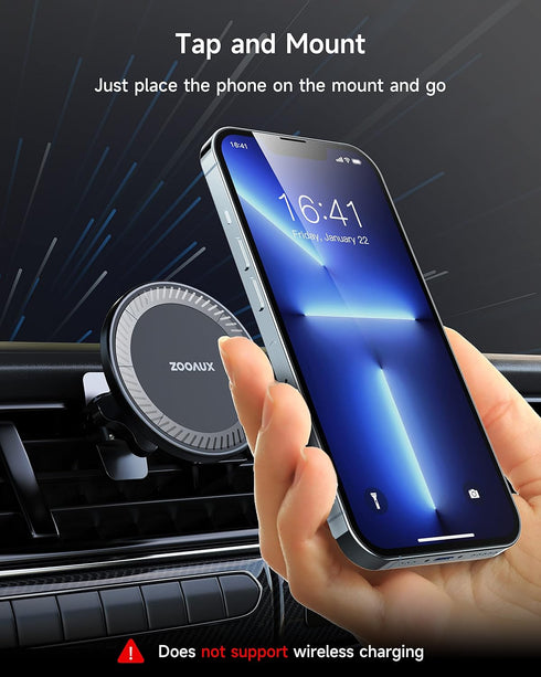 ZOOAUX MagSafe Car Mount, Magnetic Phone Holder for Car, Hands-Free Vent Mounting, Fits iPhone 13/12 Series & All Phones