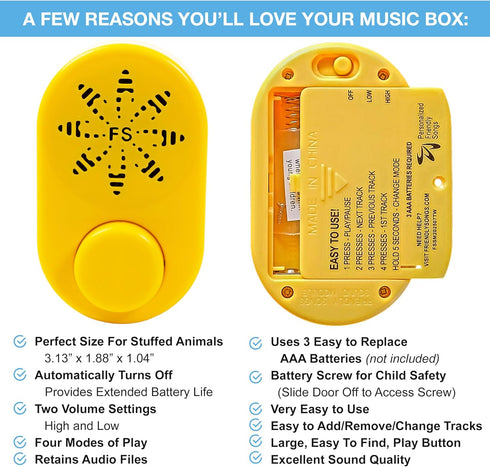Friendly Songs 2+ 70+ MP3 MP3 Hr Voice Box for Stuffed Animals by - This Sound Module can Hold Songs or Voice