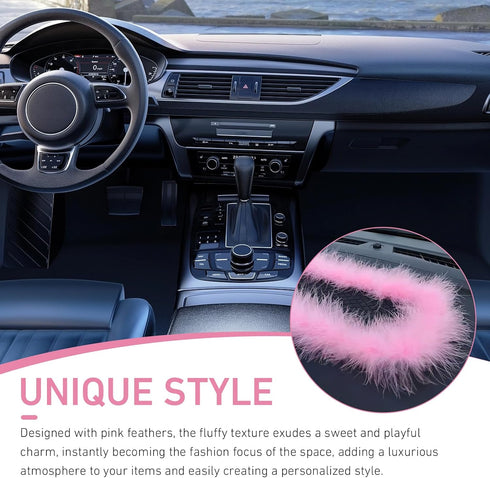 lekiliky 5.71" 11.6" Dash Mat for Car, Anti Slip Pink Feather Dash Mat, x Colorfast Non-Shedding Anti-Slip Pad, Car