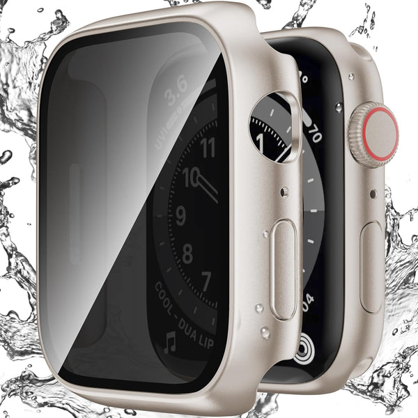 Waterproof Privacy Case Compatible with Apple Watch Series 9/8/7 41mm, iWatch Face Cover with Anti-peep Screen Protector