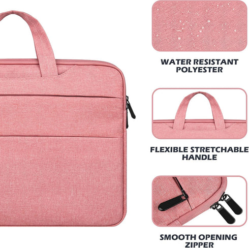 RAINYEAR 15.6" Laptop Sleeve Case, Briefcase with Hidden Handle for Chromebook, Pink