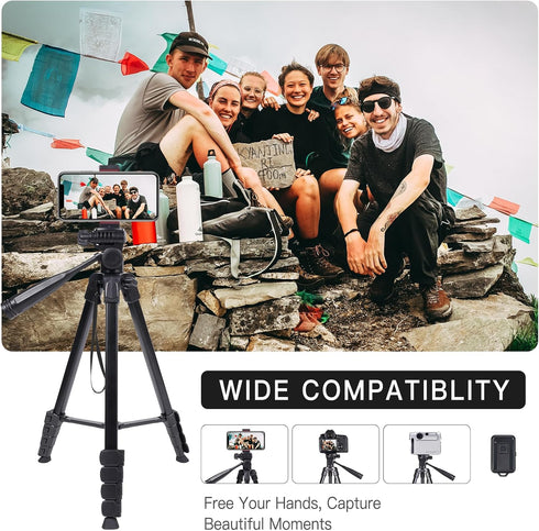 LINKCOOL 67 Inch Lightweight DSLR Tripod Camera Stand for Canon Nikon Sony, Detachable 3 Way Pan Head, Remote & Phone