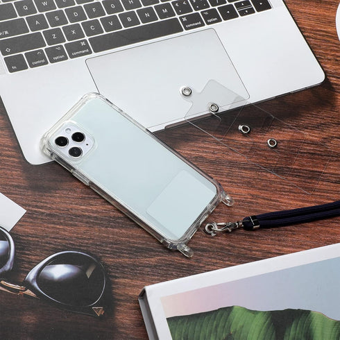 8 Pcs Phone Lanyard Patch, Universal Phone Tether with Metal Ring Compatible with Cellphone Pad