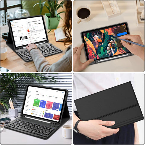 KVAGO iPad 10th Generation Case with Bluetooth Keyboard, Detachable Wireless Keyboard, Auto Wake/Sleep