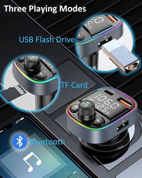 LIHAN AUX USB C Bluetooth Car Adapter, Wireless Handsfree Call, Plug for FM Transmitter Radio Receiver