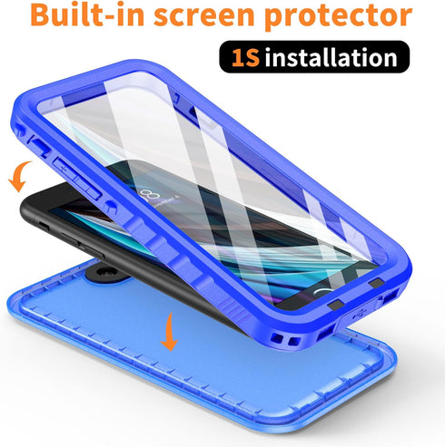 Cozycase Waterproof Case for iPhone SE3/SE2/7/8 - Shockproof Full Body Protection with Built-in Screen Protector (Blue)