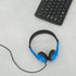 Egghead Blue Heavy-Duty Kids' Stereo Headphones, Adjustable, Tangle-Free, Padded Ear Cups, 4' Cord for School Use.
