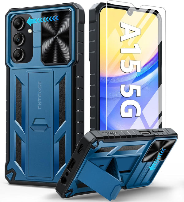 FNTCASE for Samsung Galaxy A15-5G Case, Protective Shockproof Rugged Military Grade Drop Protection Cover with Kickstand