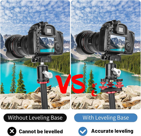 Tripod Head Leveling Base Camera Leveler, Aluminum Alloy 3 Axis Tri Wheel Head with +/-5 Degree Adjustment