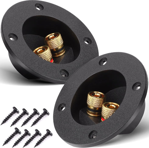 Facmogu 2PCS 3 Inch Round Speaker Box Terminal Cup - 2-Way Binding Post, Power Speaker Plates for DIY Kits
