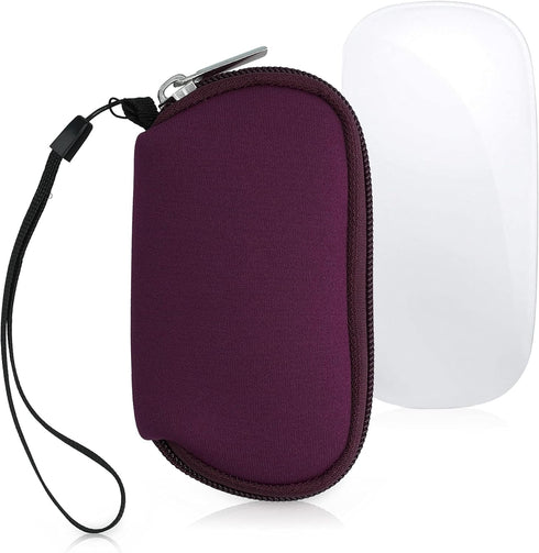 kwmobile Neoprene Case for Apple Magic Mouse 1/2, Soft Pouch Carry Bag, Berry