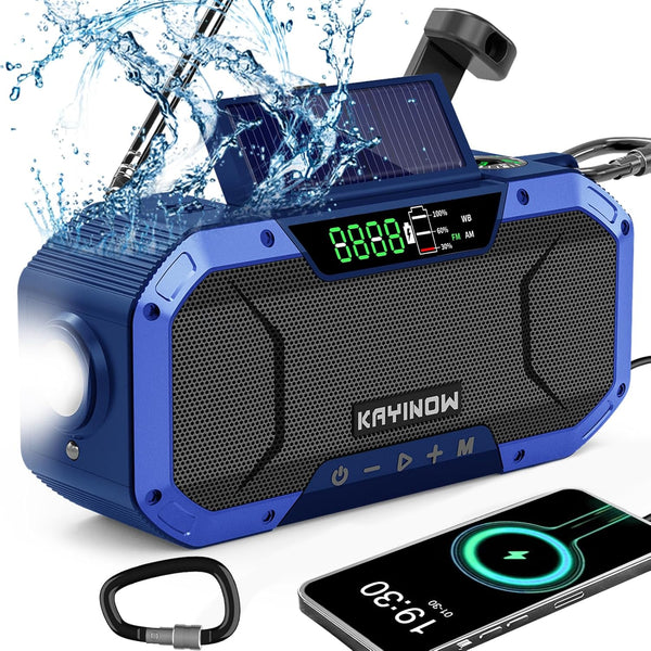 Emergency Radio Hand Crank Solar Power - Portable AM FM NOAA Weather Radio with 5000mAh Rechargeable Battery