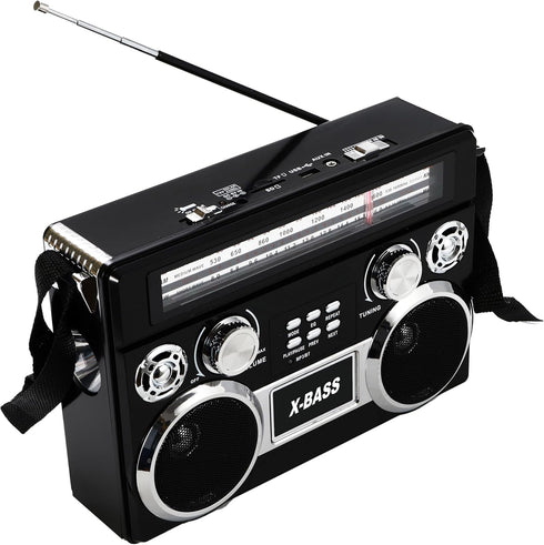 Supersonic SC-1097BT Portable 3 Band Radio with Bluetooth, Flashlight, MP3 Playback