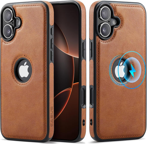 C Casus Casus Magnetic Leather Case for iPhone 17, MagSafe Compatible, Business Classic Style,