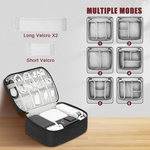 Electronic Organizer Travel Bag for Universal Cable Accessories, Charger, Phone, USB, SD Card, 1 Pack