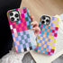 iPhone 12 / 12 Pro Case, Cute Colorful Checkered Shockproof Slim Soft TPU and Hard PC Protective Cases for Women/Men