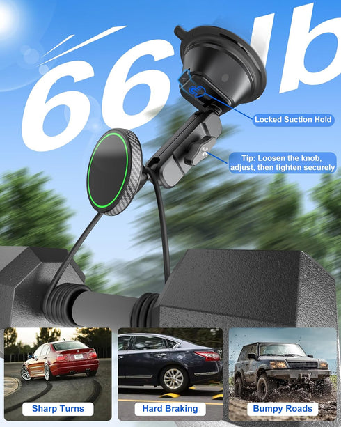 NINEFATICS 17x 1217 Magnetic Vacuum Suction Cup Phone Mount for Truck & Car, Heavy Duty Semi Truck Holder, Strong