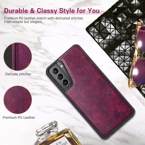 LOHASIC Galaxy S21 5G Case for Women, Slim Leather Elegant Luxury PU Flexible Bumper Rugged Non-Slip Grip