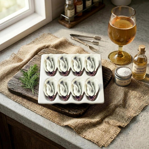 8Pcs 2.4x1.4x0.98in LOGOFUN Artificial Oysters Model Fake Shellfish Seafood Photography Prop Simulation Oysters Prop