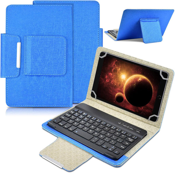 DETUOSI Universal 8.0 inch Android Tablet Case with Removable Wireless Bluetooth Keyboard, PU Leather Folio Cover,