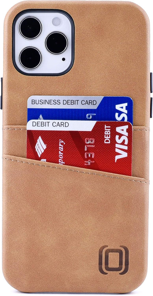 Dockem Wallet Case for iPhone 12 & iPhone 12 Pro: Built-in Metal Plate for Magnetic Mounting & 2 Credit Card Holders,