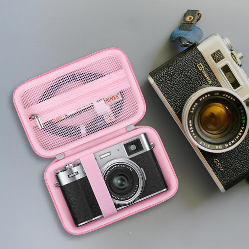 BOVKE Carrying Case for Fujifilm X100VI / X100V Digital Camera, Extra Mesh Pocket, Pink