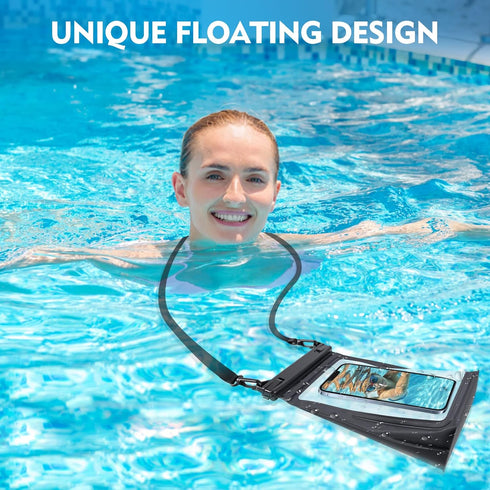 Large Floating Waterproof Phone Pouch with Sealing Strip, Cell Phone Dry Bag Case for iPhone 15/14/13/12/Pro Max