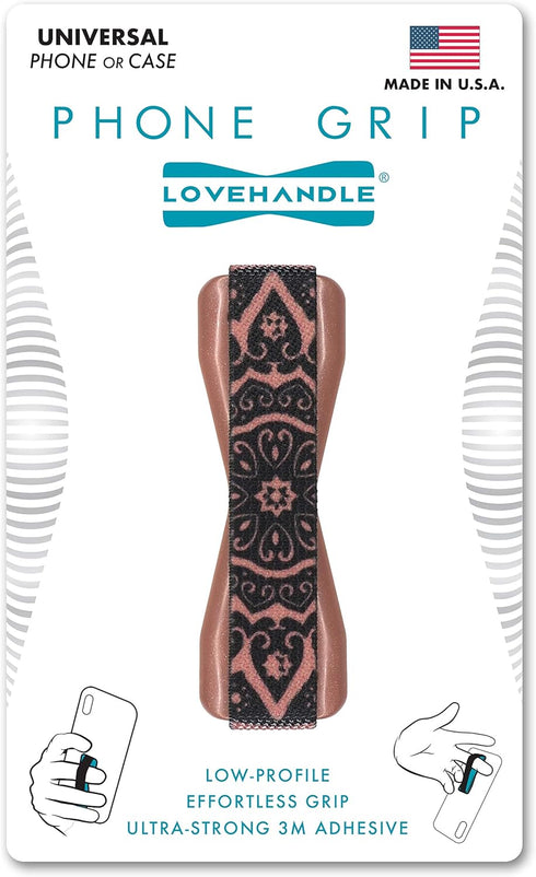 LOVEHANDLE Universal Phone Grip - Phone Holder for Smartphones & Mini Tablets, Made in The USA, Boho Rose