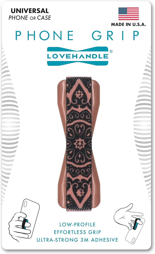 LOVEHANDLE Universal Phone Grip - Phone Holder for Smartphones & Mini Tablets, Made in The USA, Boho Rose