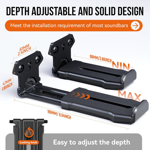 Agandax 38 lbs, 3.8-6.5, Soundbar Wall Mount, Heavy Duty Construction Holds Depth Adjustable Universal Sound Bar Mount