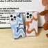 Cute Art Wavy Painted Phone Case for iPhone 14/13, Soft TPU Edge & PC Back, Shockproof Protection - Blue.