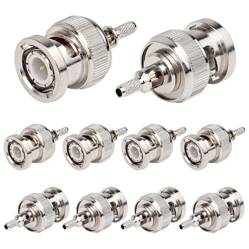 XRDS -RF BNC Crimp Connectors, 10PCS BNC Male Crimp Solder Attachment for RG316 RG174 Coax Cable