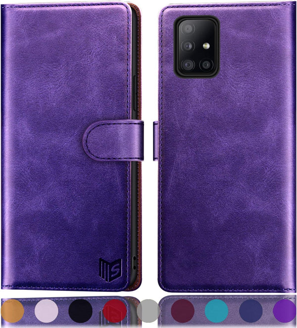SUANPOT for Samsung Galaxy A71 5G Leather Wallet Case with RFID Credit Card Holder, Flip Folio Cover for Men Women