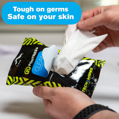 Fortress Electronic Wipes (25 ct.), Travel Size Skin-Safe Cleaning Wipes for Tech, Fresh Clean Scent