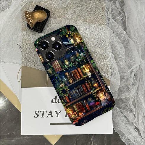 DAIZAG 14 14 Compatible with iPhone Pro Max Case,Book Lover Bookshelf Full Pattern Plastic Soft TPU Anti-Drop,Double