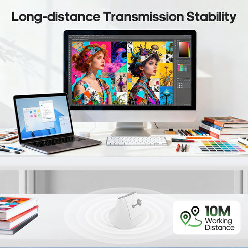 FOPATO 5.0 2.4G Click,60% Pressure,3 Ergonomic Vertical Mouse,Wireless Bluetooth and Mouse,Silent Reduced Wrist