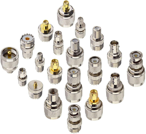 onelinkmore 20 Type Set UHF PL259 SO239 Mini UHF Adapter Kits UHF to SMA/BNC/MCX/FME/F/TNC/Mini UHF RF Coaxial Adapter