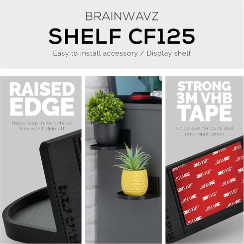 BRAINWAVZ Screwless Round Floating Shelf Mount for Cameras, Speakers, Plants, Easy to Install, 4.6 x 4.2 (Black)