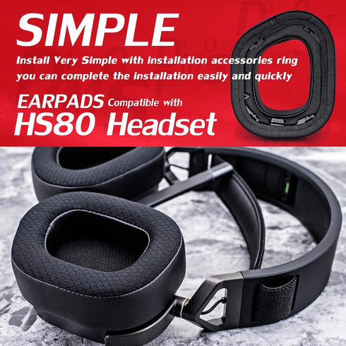 HS80 Cooling Gel Ear Pads Compatible with HS80 Headset, Thicker Enhanced Memory Foam with Breathable Mesh by DIMOST