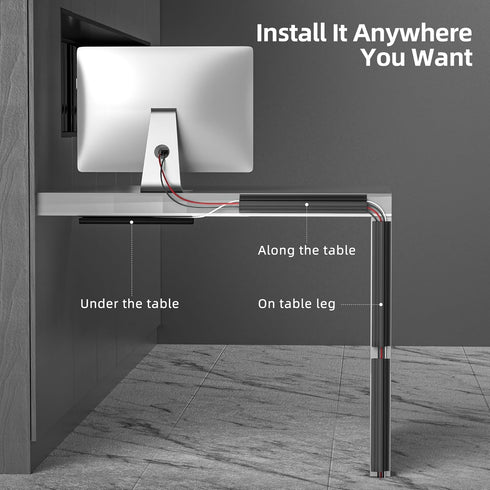YECAYE 6X15.7in Under Desk Cable Management, Easy Install Self-Adhesive Cable Organizer, No Screw Kit for Home & Office