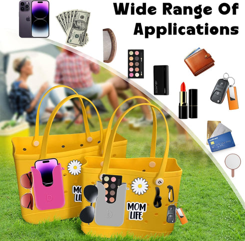 Oudizz 2Pcs 2Pcs Silicone Phone Holder Compatible with Bogg Bag, Phone Case Holder Charms Accessory for All Beach