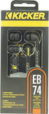 KICKER 46EB74 Wired Earbuds | Stereo Monitor Headphones with Noise-Isolating Ear Tips | In-Line Mic & Multi-Function