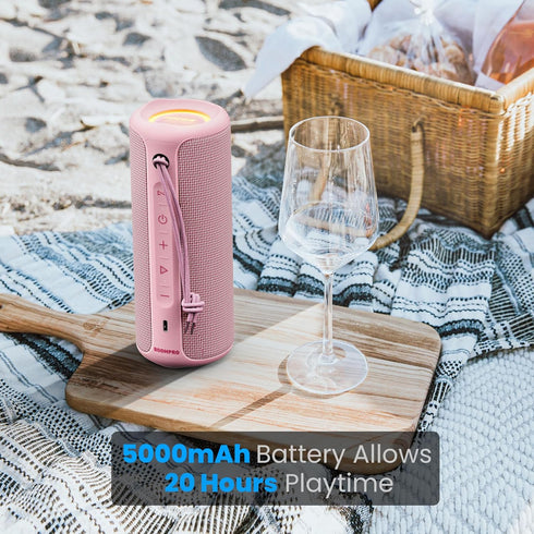MIATONE Portable Bluetooth Speaker, 36W Stereo Sound, Bass Boost, Bluetooth 5.3, TWS Pairing, Pink