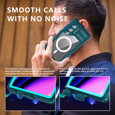 Guppy Galaxy S24 Ultra Case: Magnetic, Waterproof, IP68, 6.6FT Drop Proof, Built-in Screen Protector, Rugged Cyan.