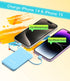 6000mAh Ultra Slim Power Bank, Card Size with Built-in USB C Cords, Portable Charger for Phones, Blue