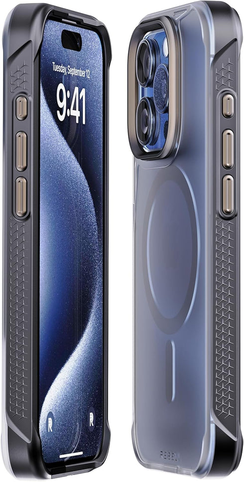 REBEL Clear Case for iPhone 15 Pro, Frosted Series Gen-5, Strong MagSafe Compatible, Protective Shockproof Bumpers