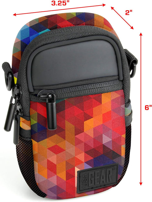 USA Gear Compact Camera Case, Point & Shoot Camera Bag with Accessory Pockets, Rain Cover & Shoulder Strap for Sony,