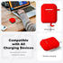 R-fun Compatible with AirPods Case Cover, Soft Silicone Protective Cover with Keychain, Red