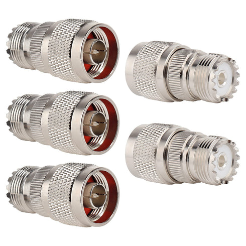 XRDS-RF N Male to UHF Female Adapter N Connector to PL-259 SO-239 Coax RF Coaxial Cable Connectors Pack of 5