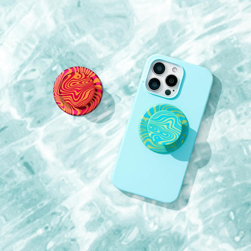 PopSockets Round Phone Grip Compatible with MagSafe, Adapter Ring Included, Wireless Charging Compatible - Swirl Oasis